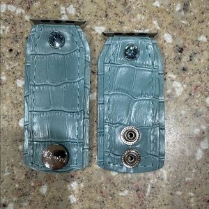 Spark’l Blue leather Croc-Embossed Apple Watch band.